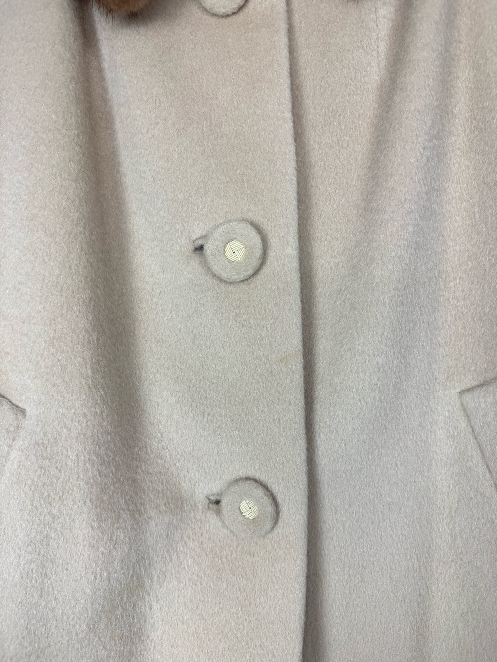 Forstmann tan Wool Penny Lane Coat Real Mink Fur Trim - Picture 7 of 16